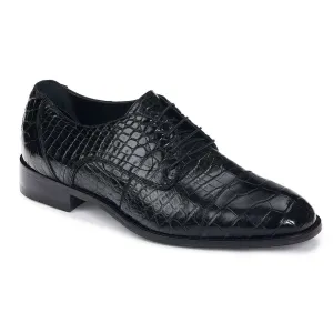 Mauri Designer Shoes Exotic Skin Men's Baby Alligator Black Oxfords 4896 (MA4917)