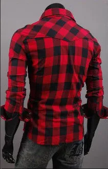 Mens Long Sleeve Button Down Plaid Shirt