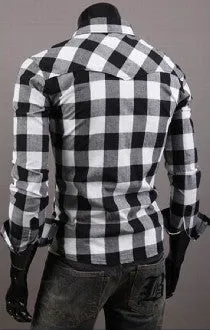Mens Long Sleeve Button Down Plaid Shirt