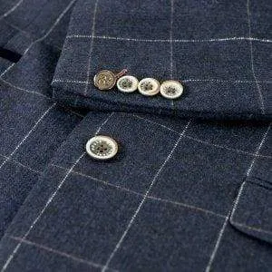Navy 3 Piece Check Slim Fit Tweed Suit Cavani Angels