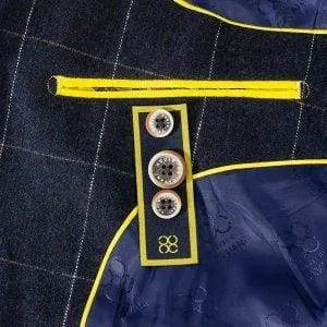 Navy 3 Piece Check Slim Fit Tweed Suit Cavani Angels