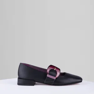 Rebecca Flat Mary Jane in Nero