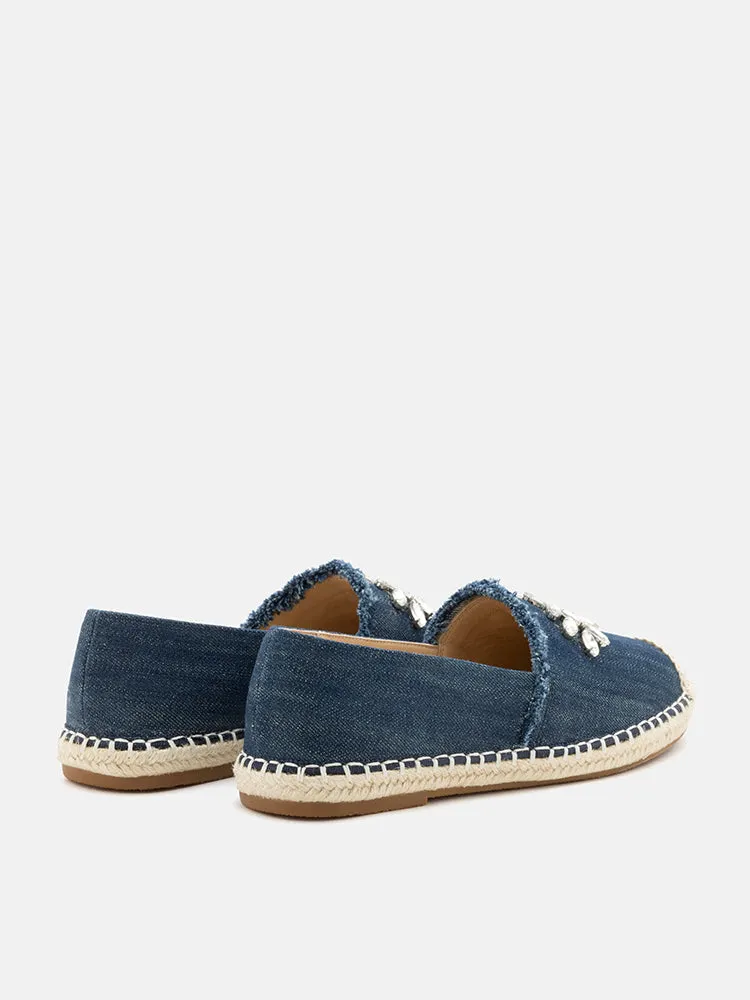 Regina Crystal Embellished Denim Espadrilles