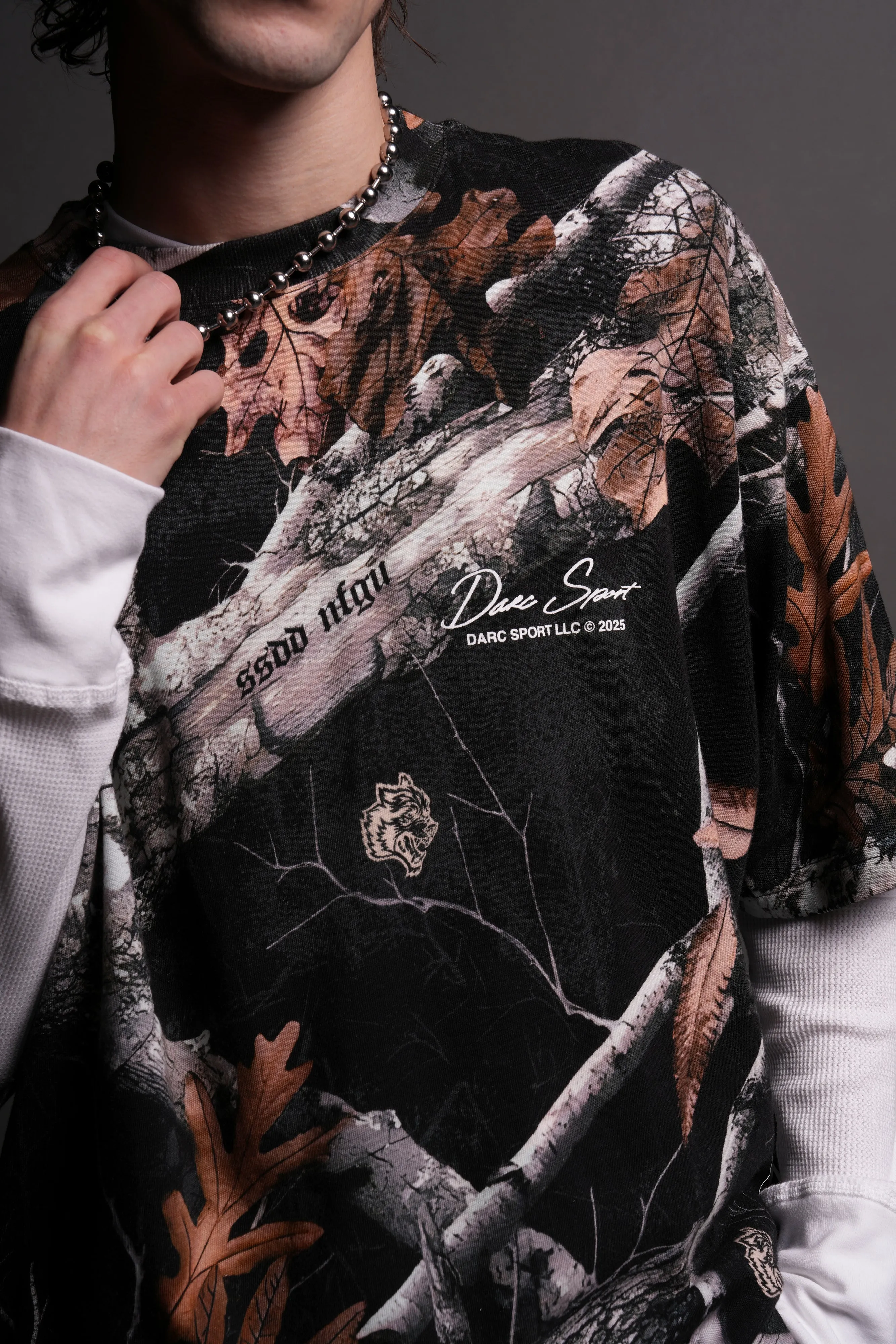 Respect The Wolves "Premium" Box Cut Tee in Darc Woodland Camo