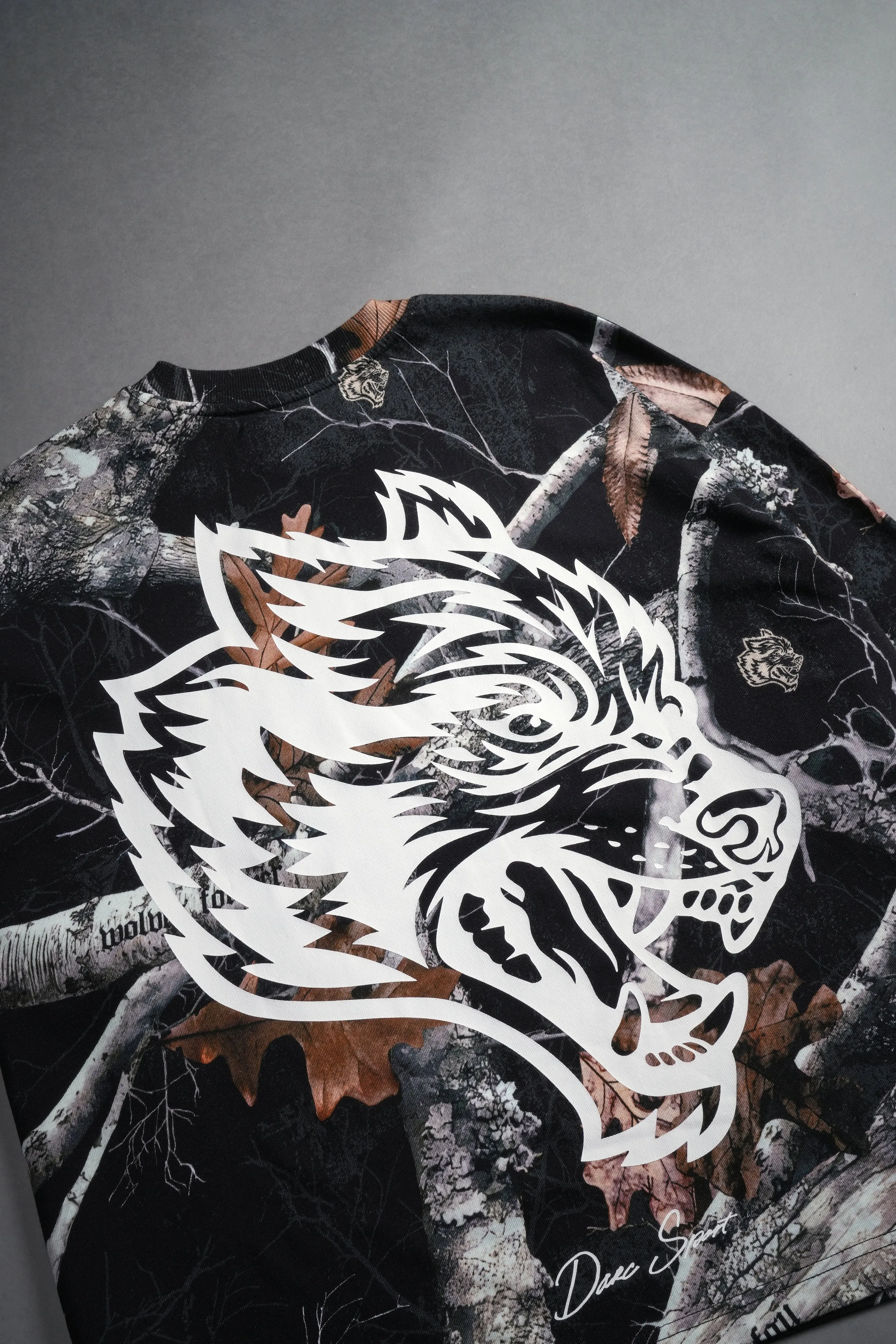 Respect The Wolves "Premium" Box Cut Tee in Darc Woodland Camo