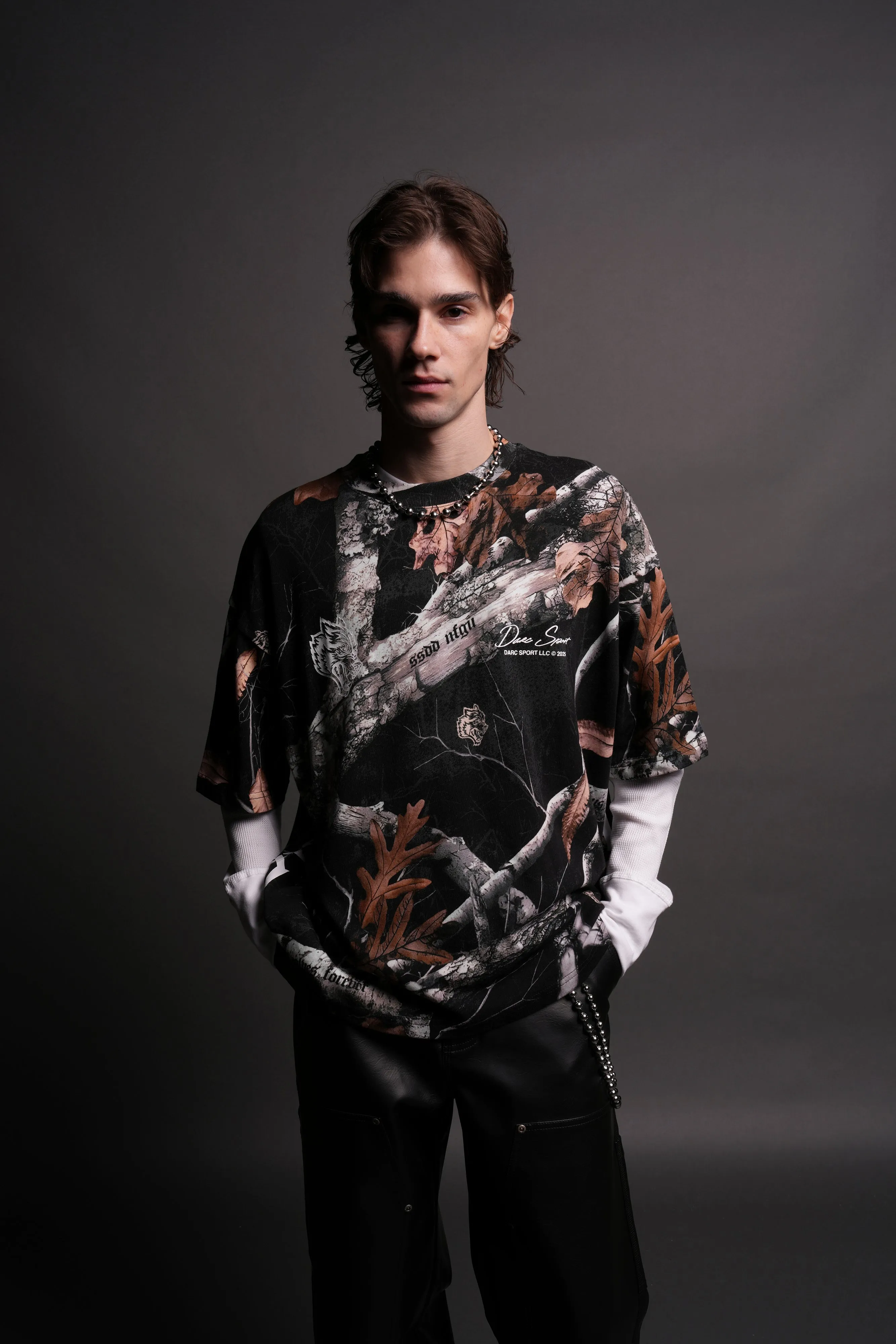 Respect The Wolves "Premium" Box Cut Tee in Darc Woodland Camo