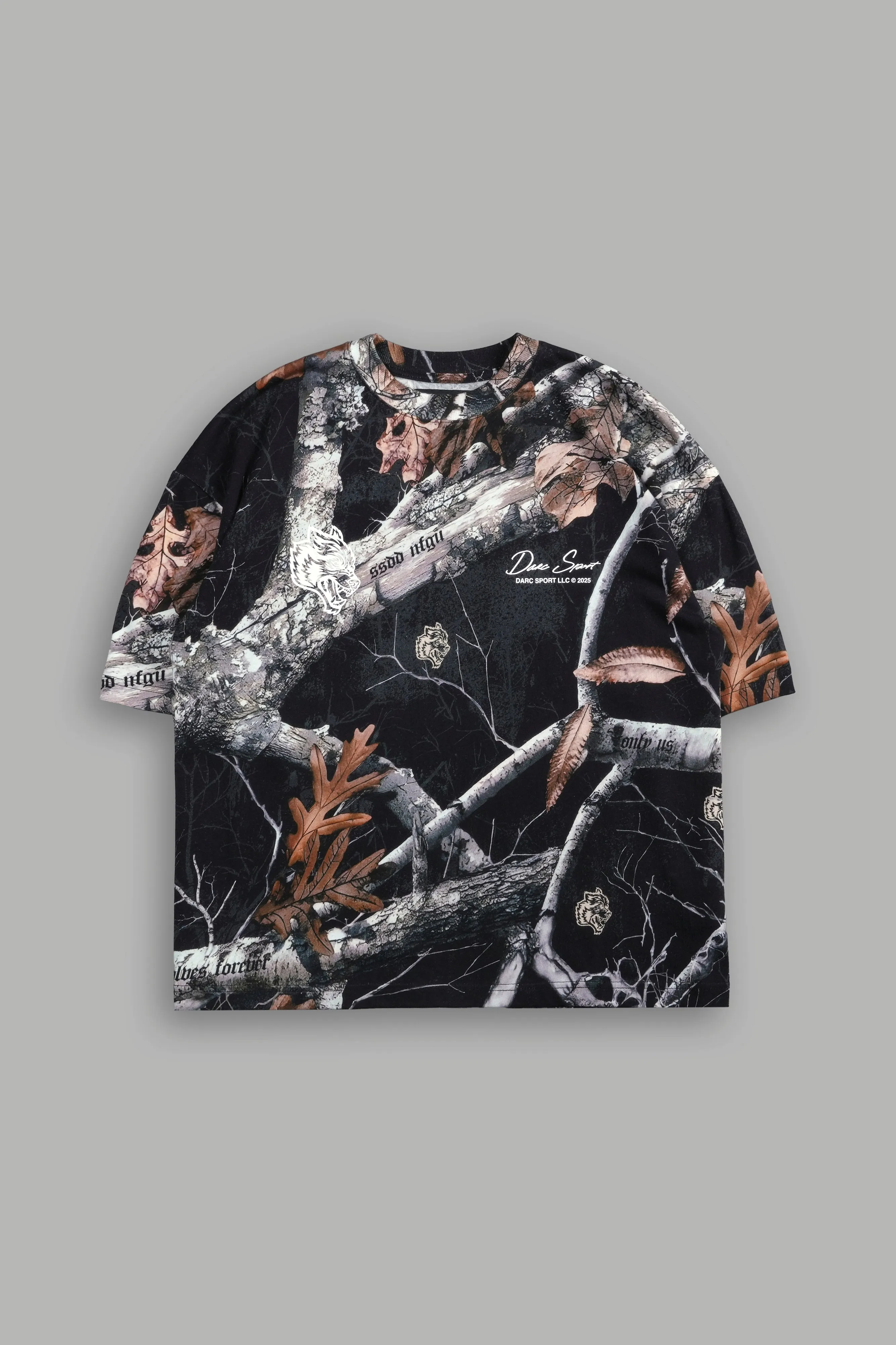 Respect The Wolves "Premium" Box Cut Tee in Darc Woodland Camo