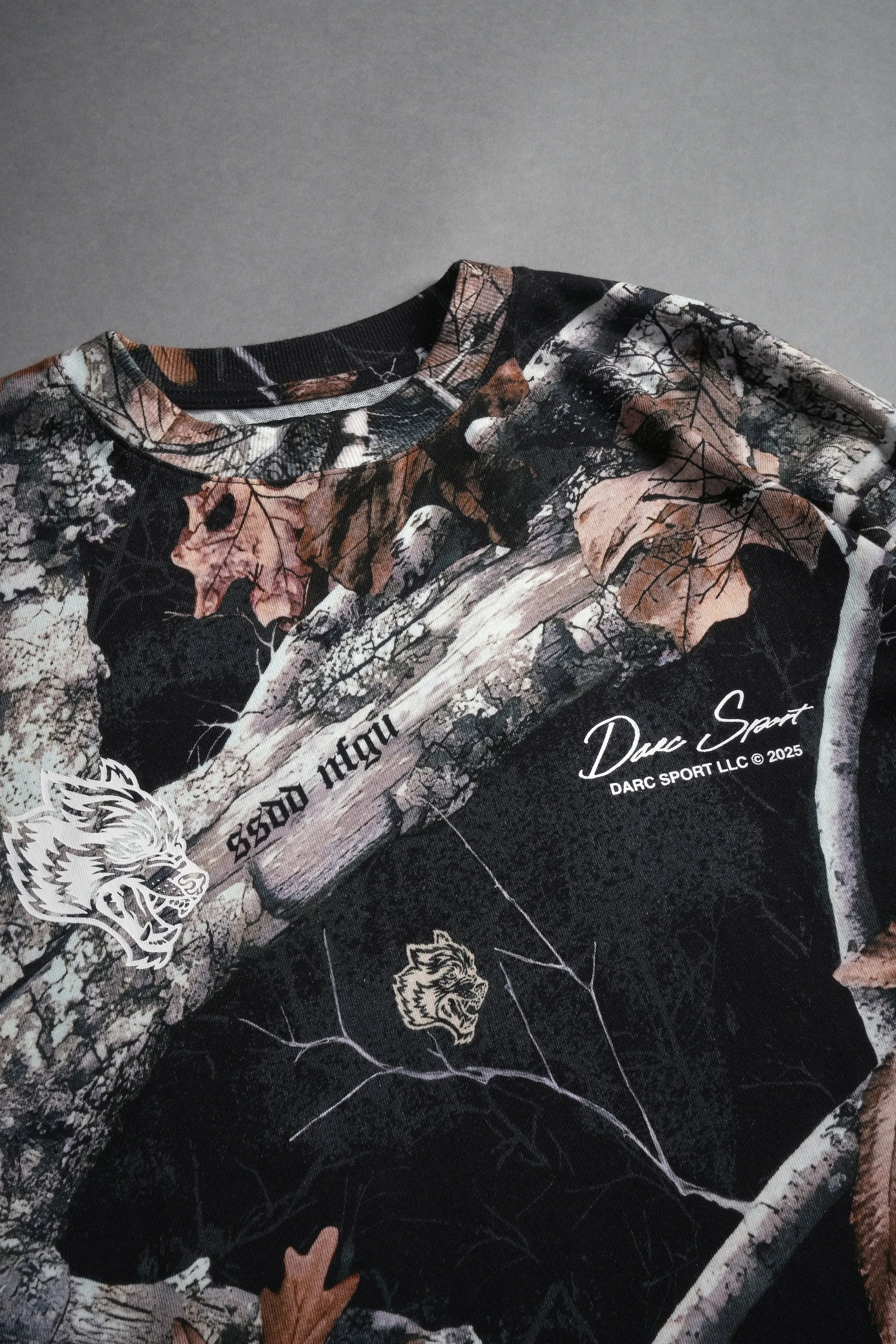 Respect The Wolves "Premium" Box Cut Tee in Darc Woodland Camo