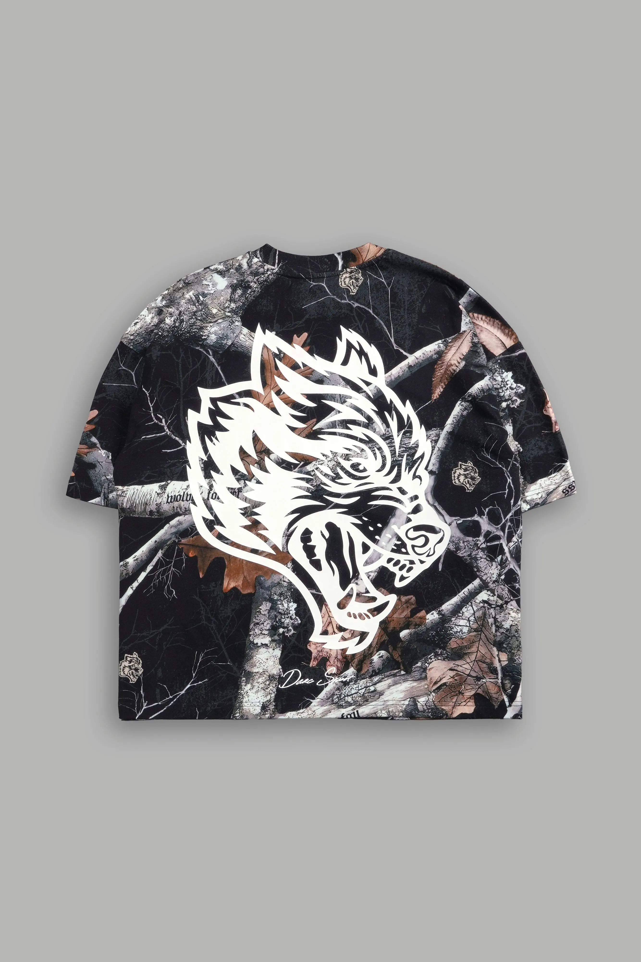 Respect The Wolves "Premium" Box Cut Tee in Darc Woodland Camo