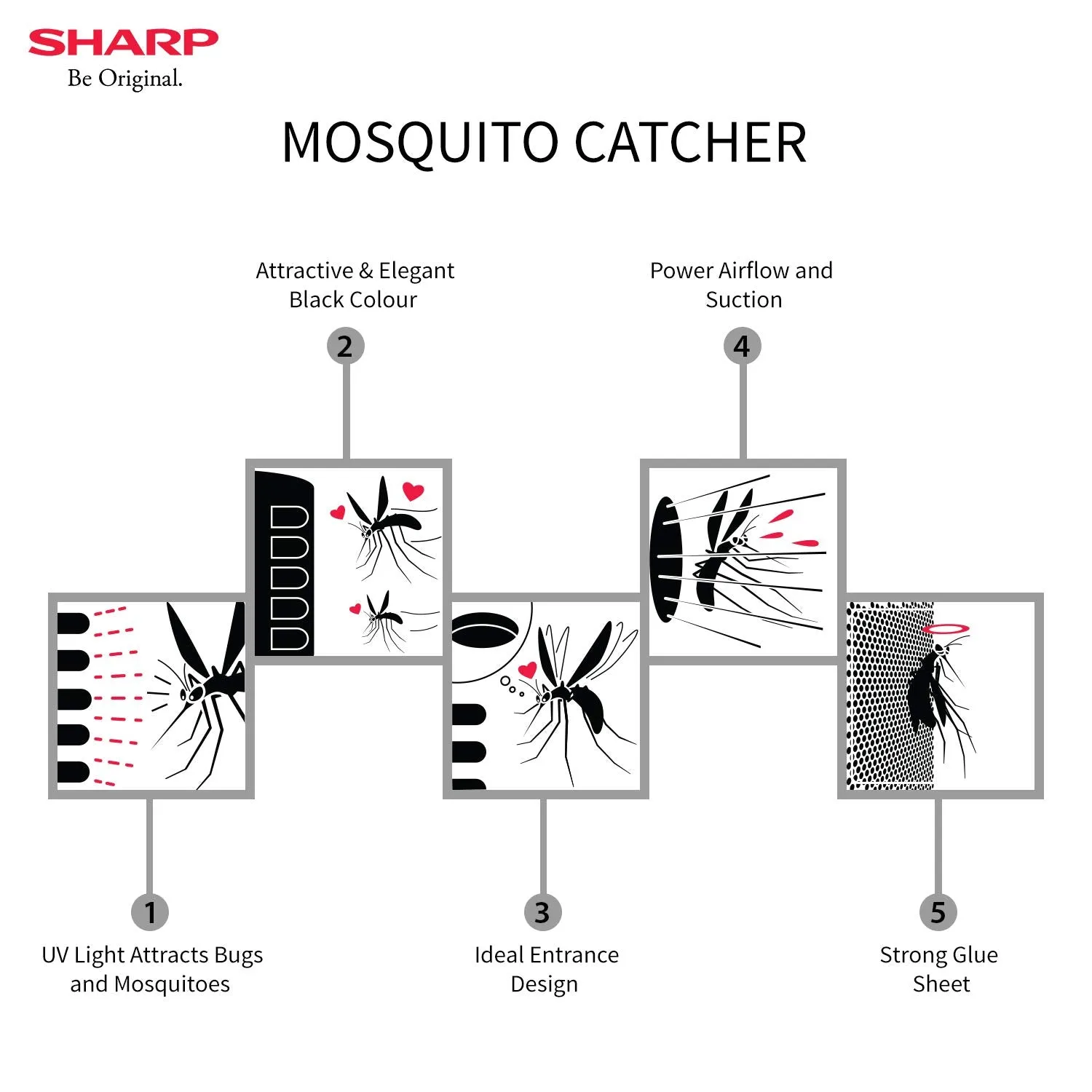 Sharp FP-GM50E-B Air Purifier with Mosquito Catcher | Plasmacluster Ion, H14 HEPA Filter, Haze Mode, Anti-Dust | Coverage up to 450 Sq. Ft | Black