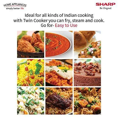 Sharp KN-TC50VI-SL Twin Cooker | 1st Dual Pot Multi Cooker | Smart Temperature Control | 12 Auto Cooking Modes | Silver