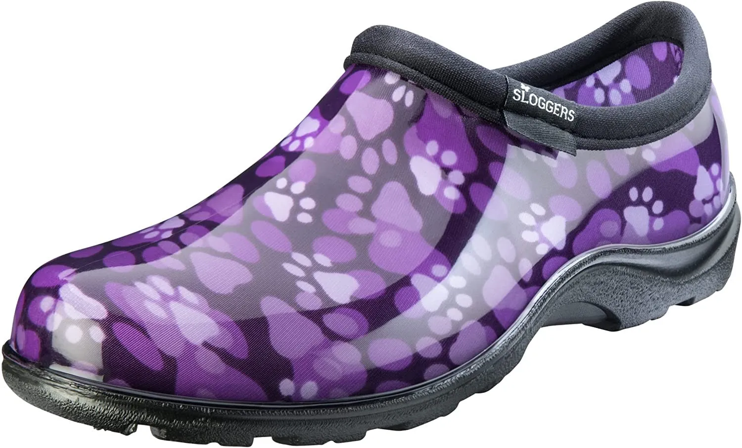 Sloggers Women's Waterproof Rain and Garden Shoe with Comfort Insole, Purple Paw Print, Size 8, Style 5114QP08