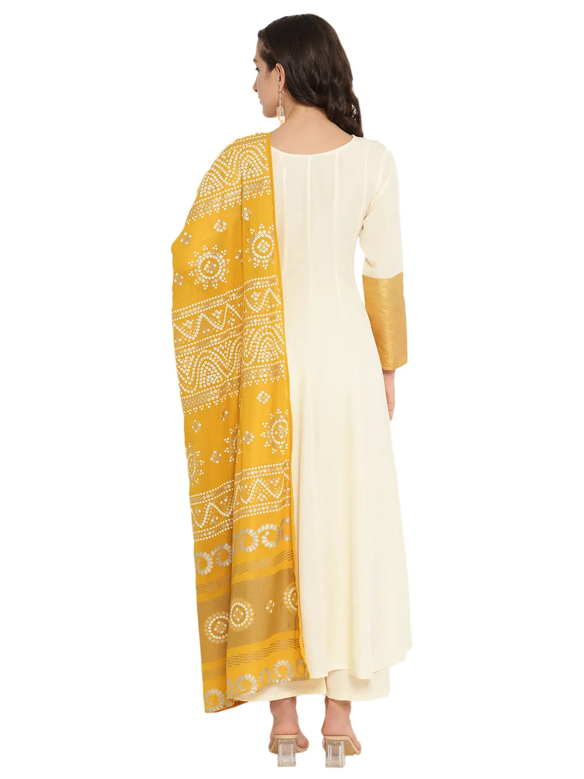 Solid Anarkali Kurta with Dupatta Set