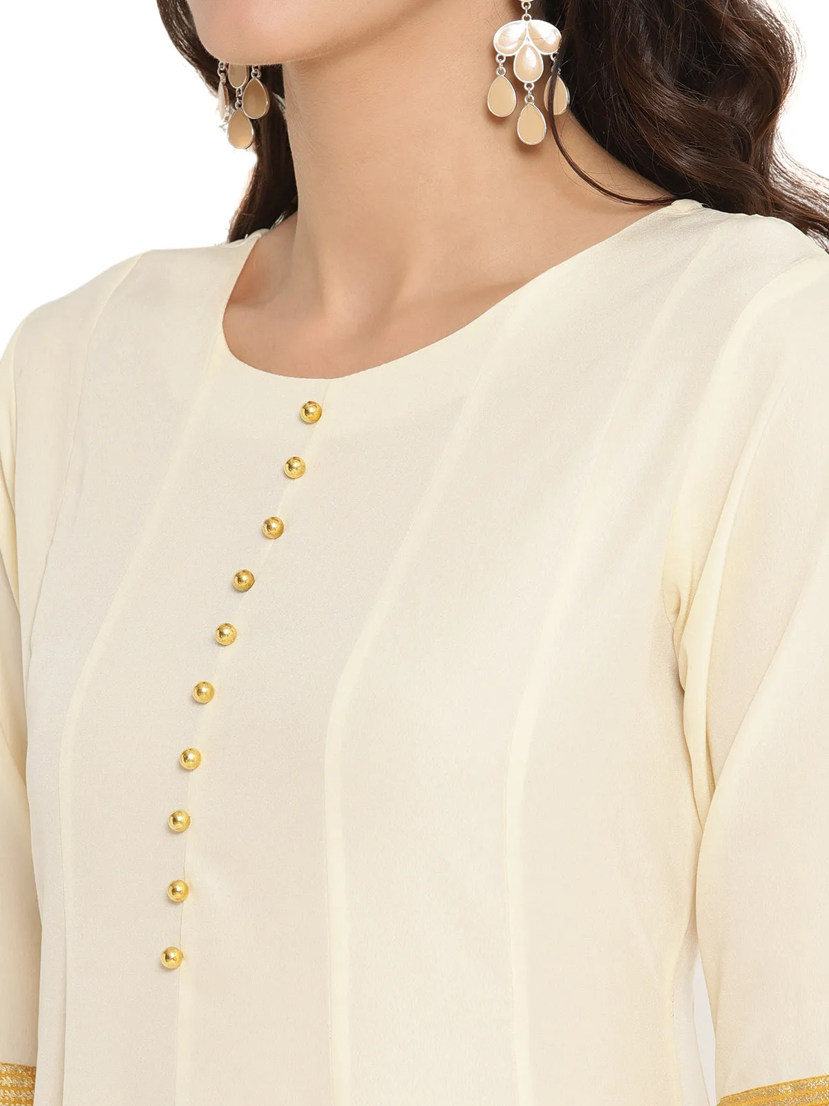 Solid Anarkali Kurta with Dupatta Set