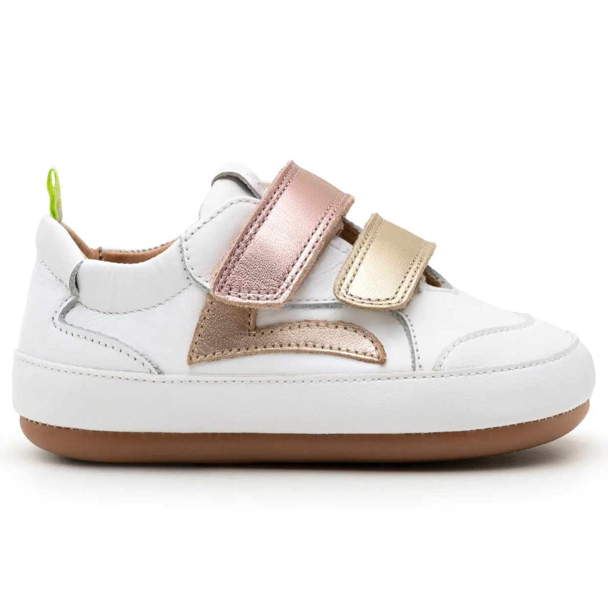 Tip Toey Joey Girl's Landy Sneakers - White / Champagne / Rose Gold