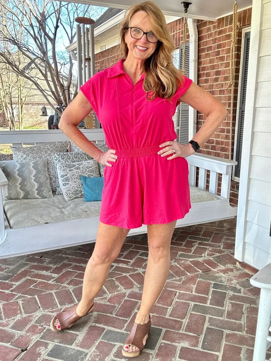 Top Pick Romper - Flamingo Pink