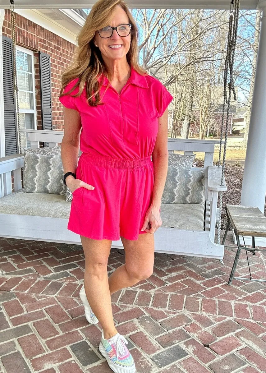 Top Pick Romper - Flamingo Pink