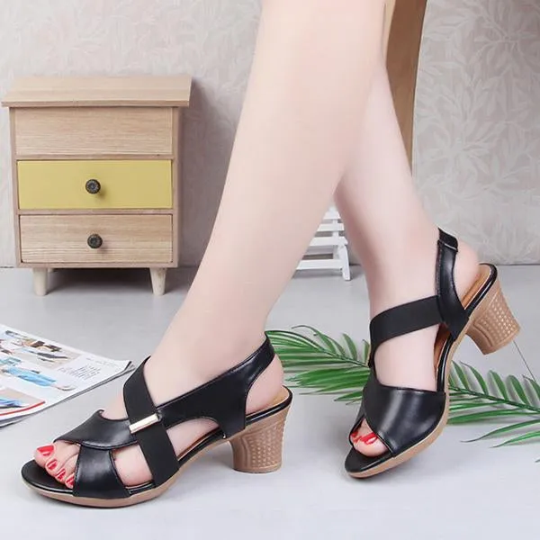 Women's Fashion Fish Mouth Chunky Heel Sandals 65188501C