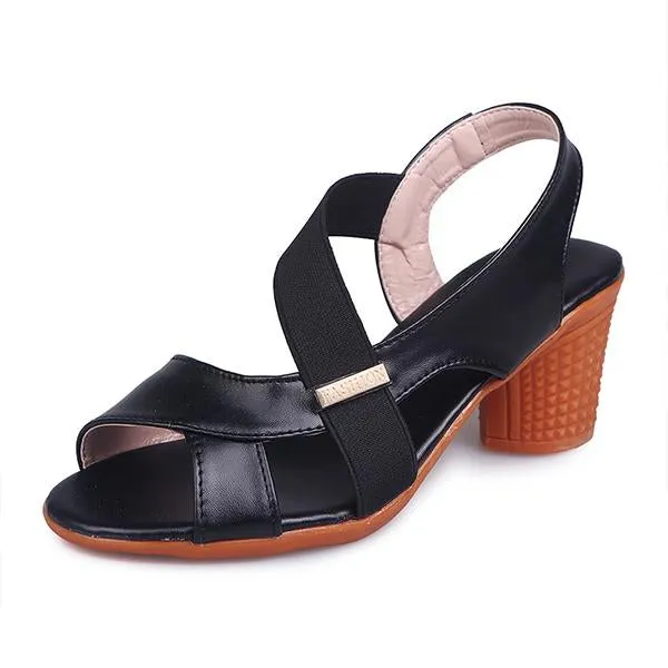 Women's Fashion Fish Mouth Chunky Heel Sandals 65188501C
